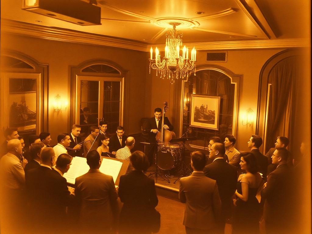 Orquesta en vivo en una confitería porteña de finales de los años cincuenta